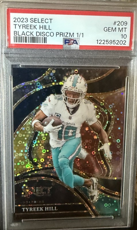 2023 Panini Select #209 Tyreek Hill Black Disco Prizm 1/1 PSA GEM MT 10