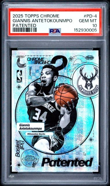 2025 TOPPS CHROME GIANNIS ANTETOKOUNMPO PATENTED SSP #PD-4 PSA 10 GEM MINT