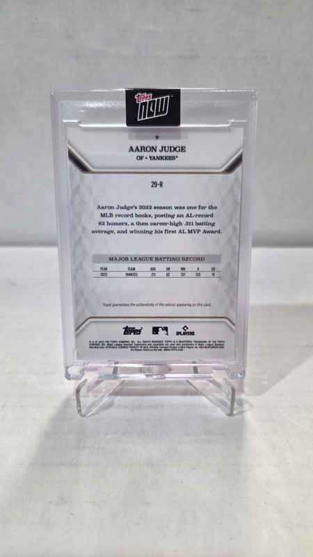 2025 Topps Now MVP Aaron Judge Game Worn Patch Orange Foil /25 view 2