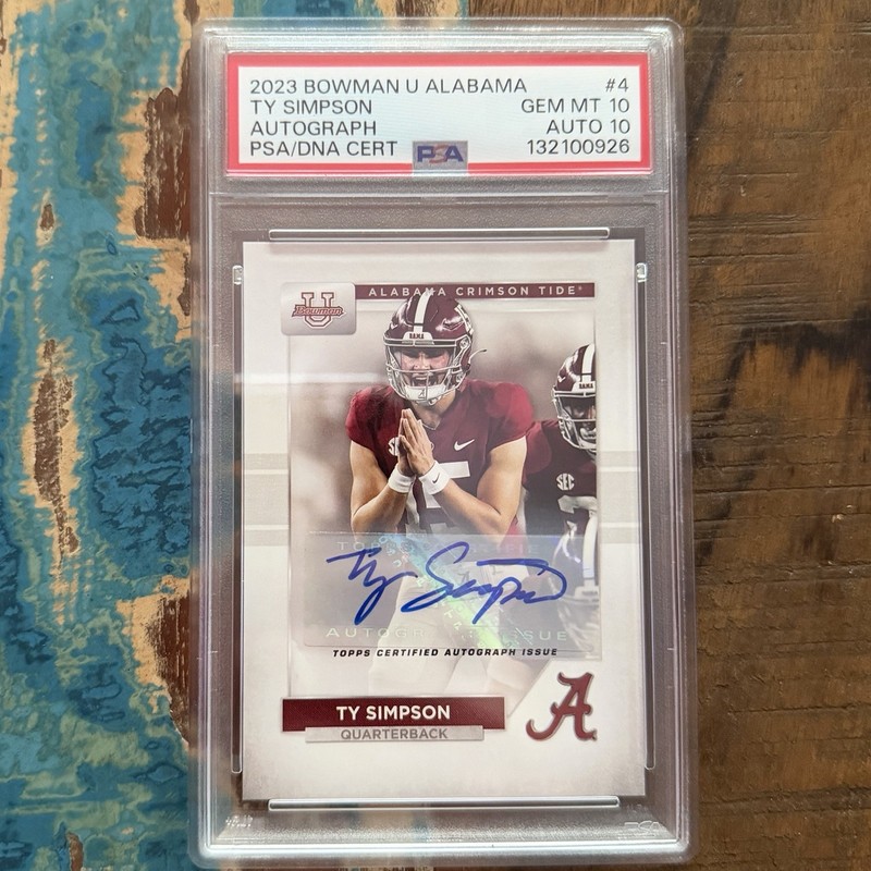 2023 Bowman U Alabama #4 TY SIMPSON PSA 10 GEM MT AUTOGRAPH PSA 10