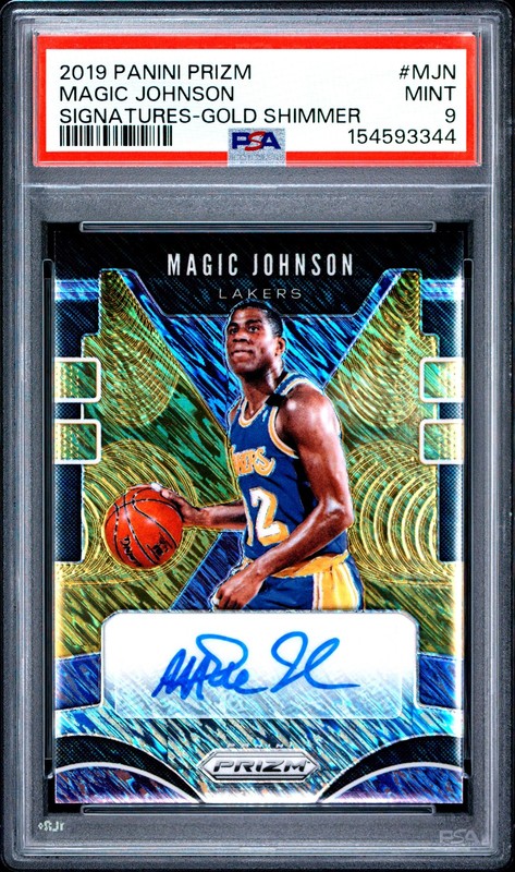 2019 PANINI PRIZM SIGNATURES GOLD SHIMMER #MJN MAGIC JOHNSON 10/10 PSA 9 AUTO