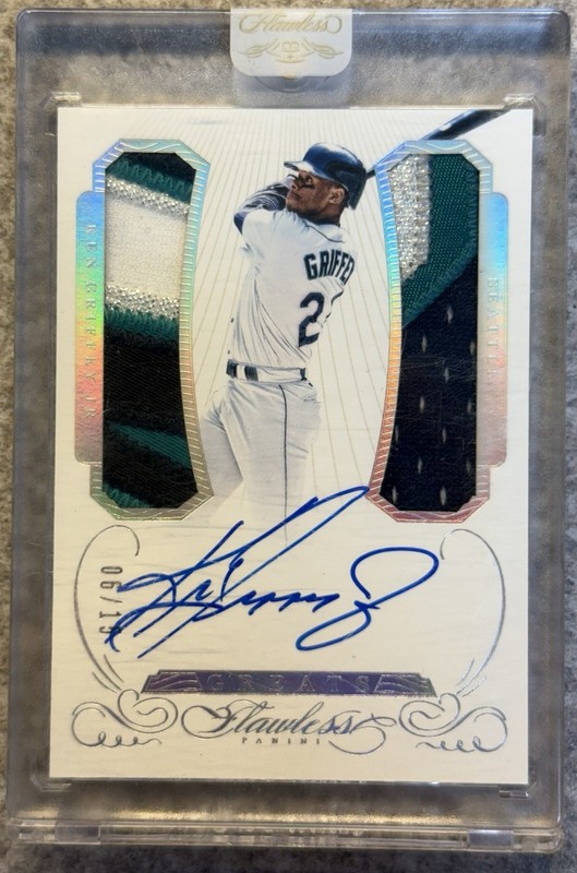 2016 Flawless Ken Griffey Jr Greats Dual Patch Auto Game Used /15 SEALED
