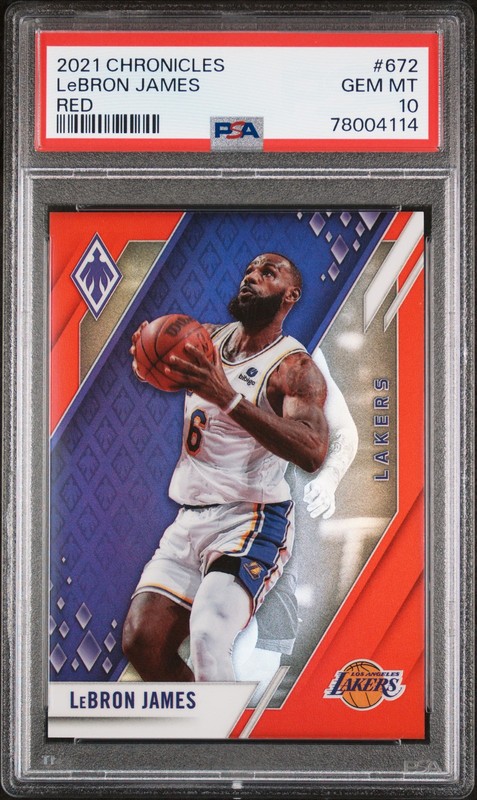 2021 PANINI CHRONICLES RED #672 LEBRON JAMES 68/149 PSA 10