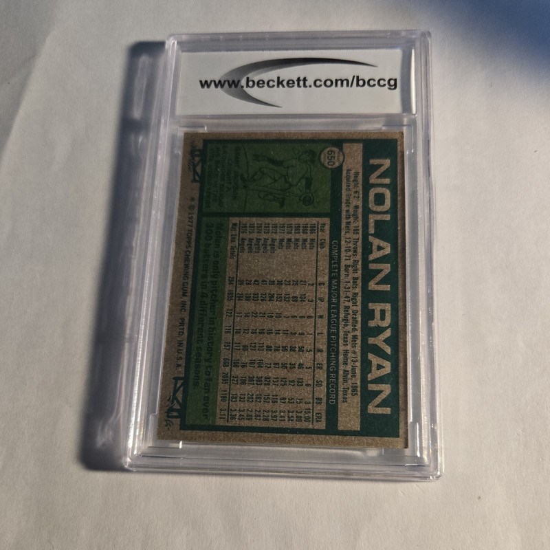 Topps 1977 Nolan Ryan #650 California Angels MLB Baseball Card BCCG 9 Graded view 2