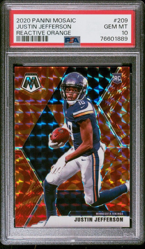 2020 Panini Mosaic Justin Jefferson Orange Reactive Rookie PSA 10 Vikings 🔥