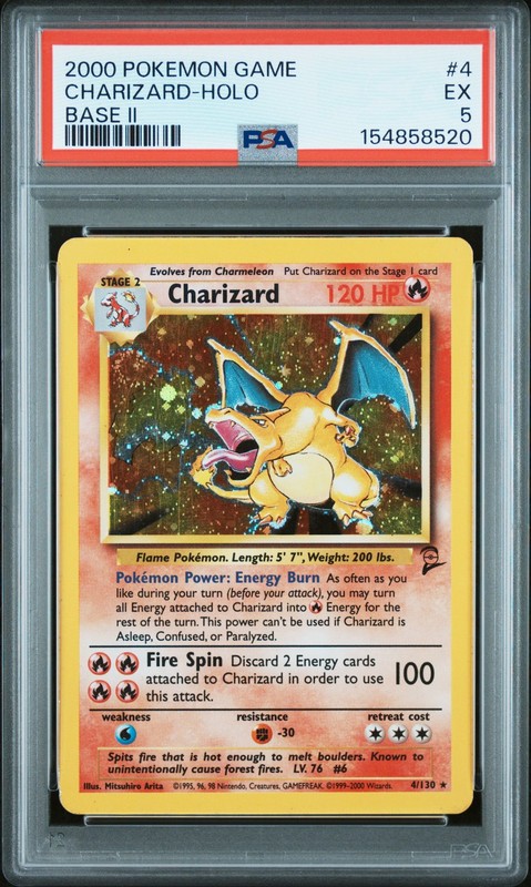 2000 POKEMON BASE SET 2 #4 CHARIZARD-HOLO PSA 5