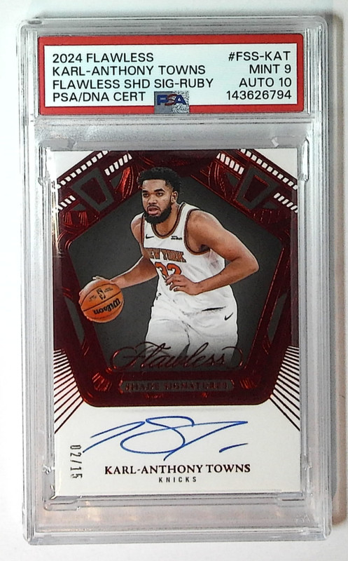 2024-25 Flawless Karl-Anthony Towns Shade Signatures RUBY /15 PSA 9 AUTO 10