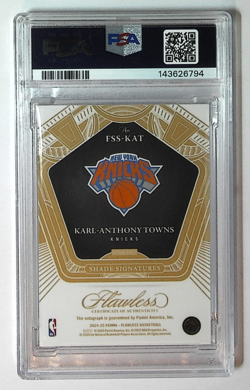 2024-25 Flawless Karl-Anthony Towns Shade Signatures RUBY /15 PSA 9 AUTO 10 view 2