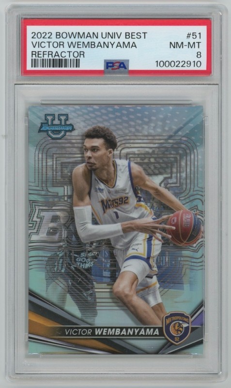 2022 Bowman University Best Victor Wembanyama XRC Refractor #51 PSA 8 Spurs