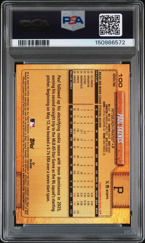 2026 TOPPS GOLDEN MIRROR #100 PAUL SKENES PSA 9 view 2