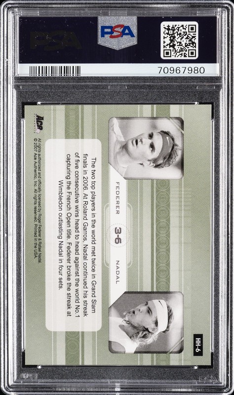 2007 ACE AUTHENTIC STRAIGHT SETS HEAD TO HEAD RAFAEL NADAL/ROGER FEDERER PSA 10 view 2