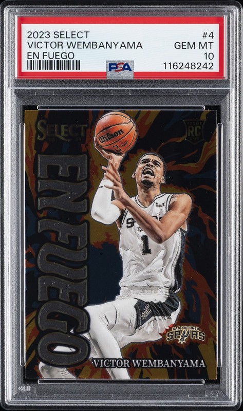 2023 PANINI SELECT EN FUEGO #4 VICTOR WEMBANYAMA ROOKIE RC PSA 10
