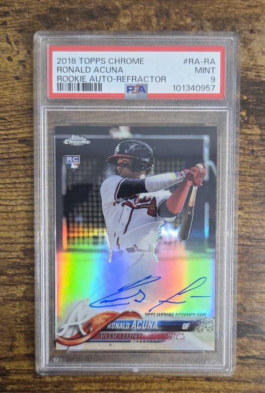 2018 Topps Chrome Ronald Acuna Jr. Refractor RC Rookie Auto #/499 PSA 9 