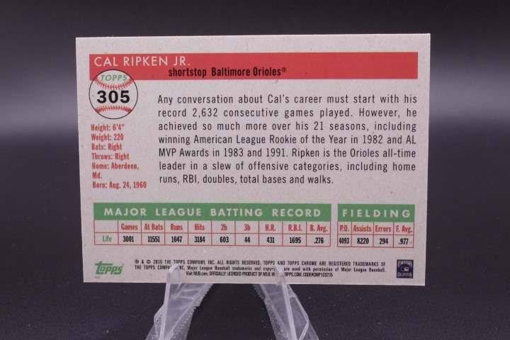 2025 Topps Chrome Platinum Prism Refractor #305 Cal Ripken Jr - Orioles view 2