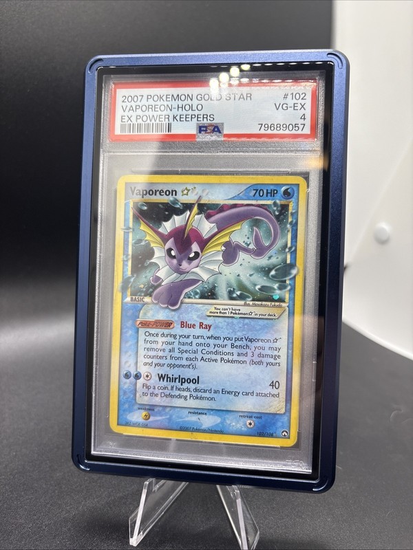 2007 Pokemon EX Power Keepers #102/108 Vaporeon Gold Star Holo PSA 4 VG-EX