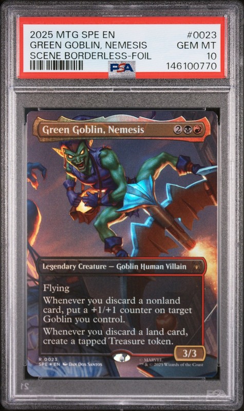 2025 MTG MARVEL'S SPIDER-MAN ETERNAL #0023 GREEN GOBLIN, NEMESIS PSA 10
