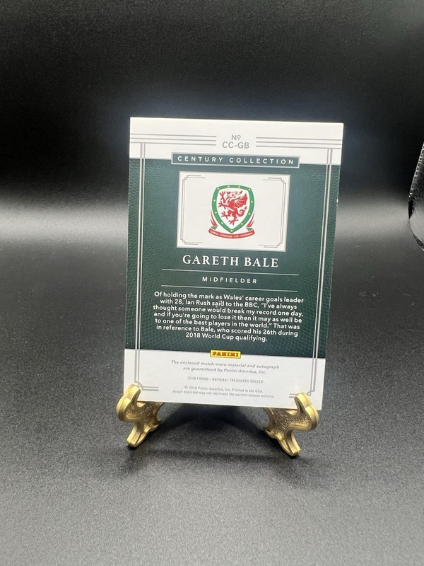 2018 National Treasures Soccer OnCard Game Worn Patch Auto /10 Gareth Bale Wales view 2