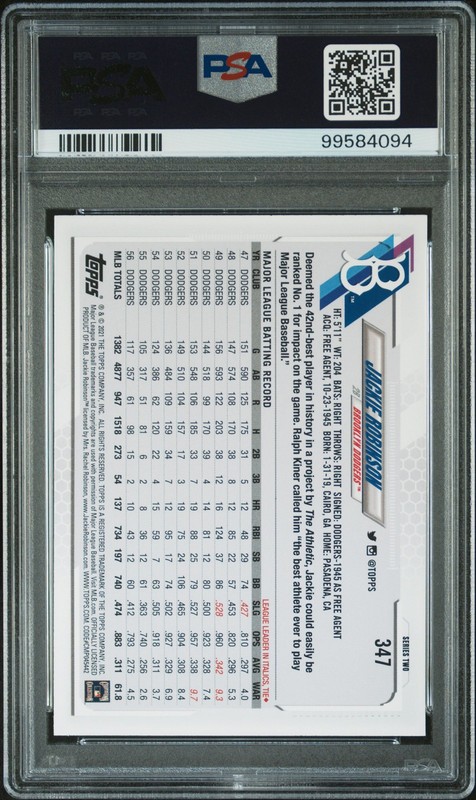 2021 TOPPS SSP #347 JACKIE ROBINSON PSA 10 view 2