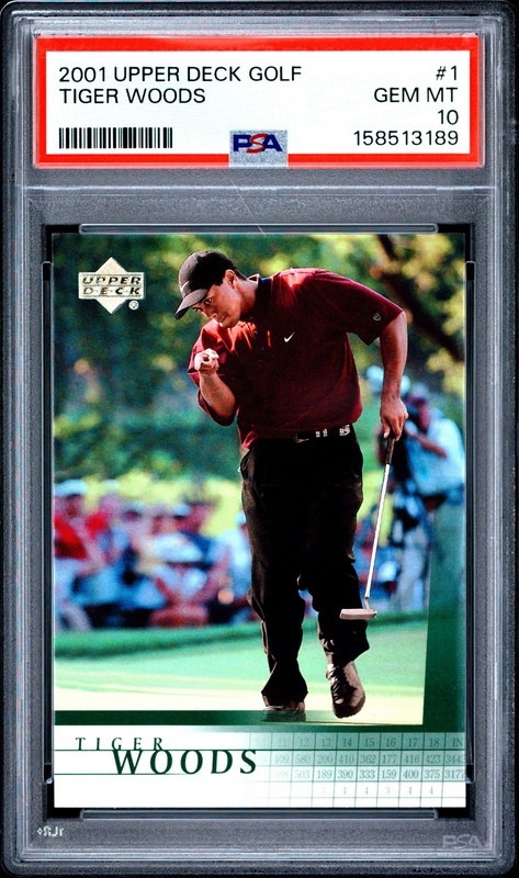 2001 UPPER DECK GOLF #1 TIGER WOODS ROOKIE RC PSA 10