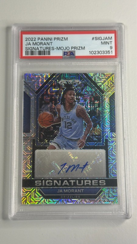 2022 Panini Prizm #SIGJAM Ja Morant signatures Mojo auto #-25 PSA 9