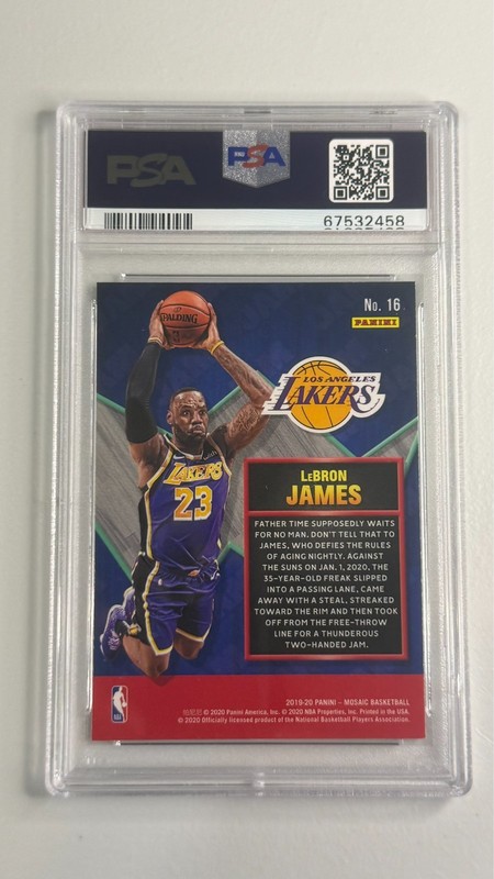 2019-20 Mosaic #16 LeBron James Jam Masters PSA 10 view 2