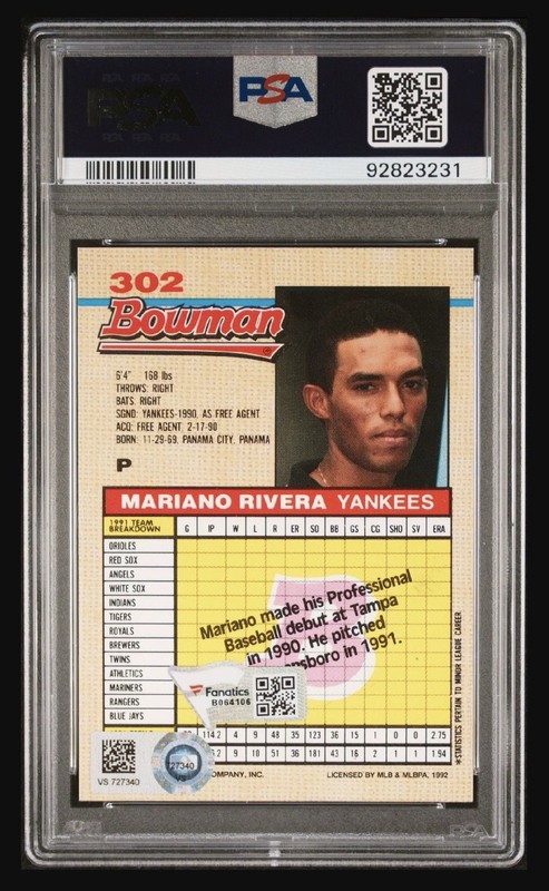 1992 Bowman AUTO GEM 10 Mariano Rivera ONLY MLB AUTHENTICATED ON EBAY HOF19!!! view 2