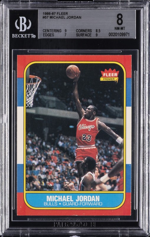 1986-87 FLEER #57 MICHAEL JORDAN ROOKIE RC BGS 8
