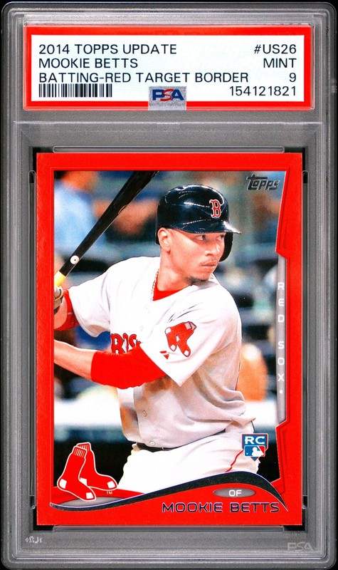 2014 TOPPS UPDATE BATTING-RED TARGET BORDER #US26 MOOKIE BETTS ROOKIE RC PSA 9