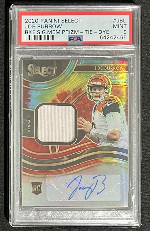 2020 Select Signature Joe Burrow Tie Dye RC RPA 03/15 PSA 9
