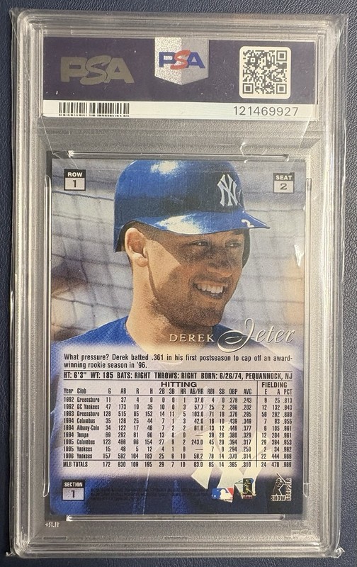 1997 Flair Showcase Derek Jeter Row 1 PSA 9 view 2