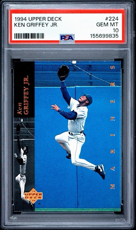 👑 1994 UD #224 KEN GRIFFEY JR. 💎 PSA 10 🔥 ROY/MVP/HOF 📈 "THE KID" 🍊 LOW POP