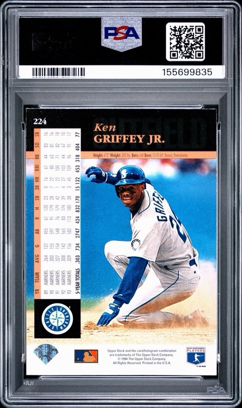 👑 1994 UD #224 KEN GRIFFEY JR. 💎 PSA 10 🔥 ROY/MVP/HOF 📈 "THE KID" 🍊 LOW POP view 2