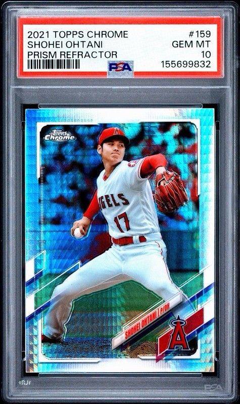 👑 2021 TOPPS CHROME 159 SHOHEI OHTANI PRISM REFRACTOR 💎 PSA 10 📈 POP 91 🔵