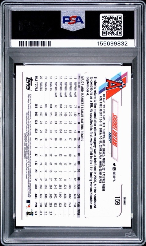 👑 2021 TOPPS CHROME 159 SHOHEI OHTANI PRISM REFRACTOR 💎 PSA 10 📈 POP 91 🔵 view 2