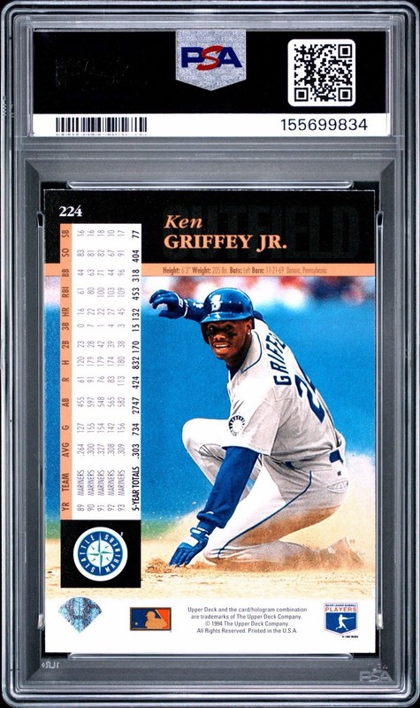 👑 1994 UD #224 KEN GRIFFEY JR. 💎 PSA 9 🔥 ROY/MVP/HOF 📈 "THE KID" 🍊 LOW POP view 2