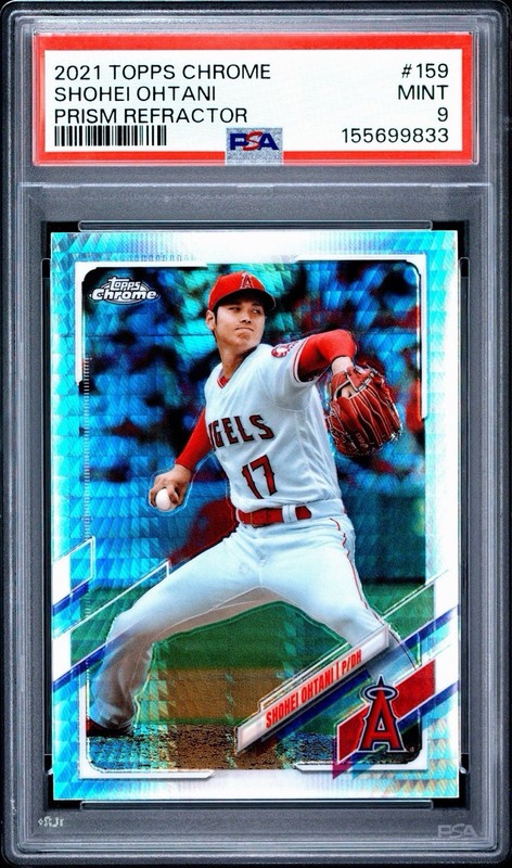 👑 2021 TOPPS CHROME 159 SHOHEI OHTANI PRISM REFRACTOR 💎 PSA 9 📈 LOW POP  🔵