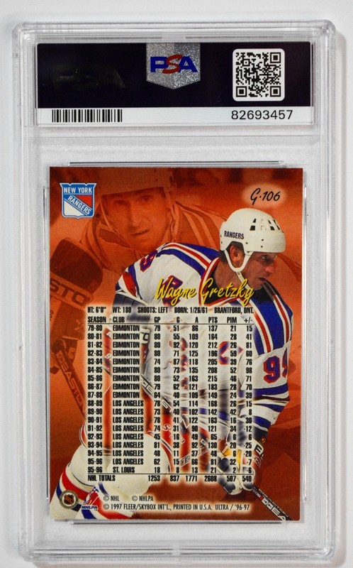 1996 Fleer Ultra Gold Medallion Wayne Gretzky #G106 PSA 9 Mint view 2
