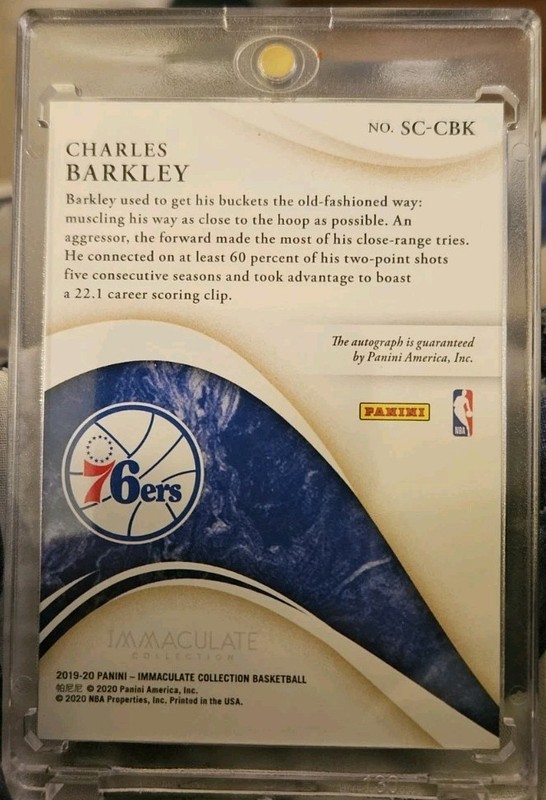 2019-20 Panini Immaculate Scorers Club Charles Barkley Autograph Auto 17/25 view 2