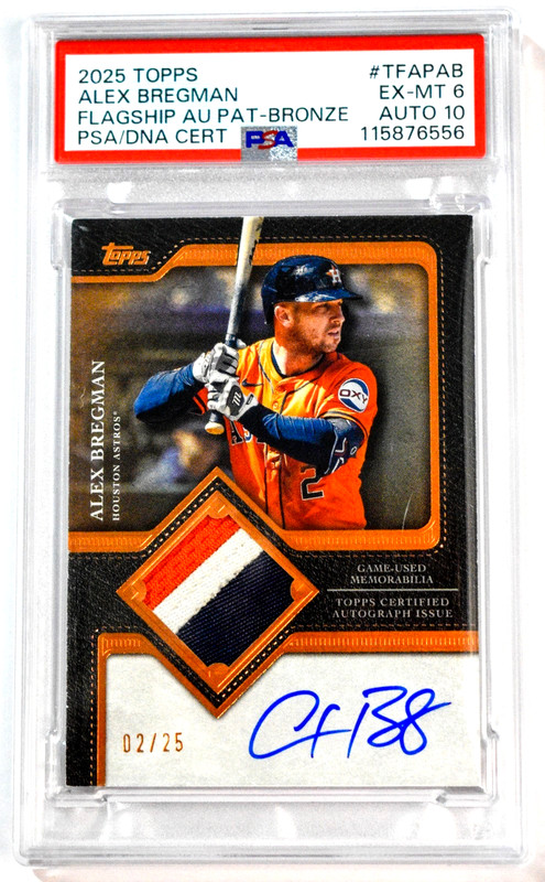 2025 Topps Flagship Autograph Patch Alex Bregman Bronze /25 Auto PSA 6 Auto 10