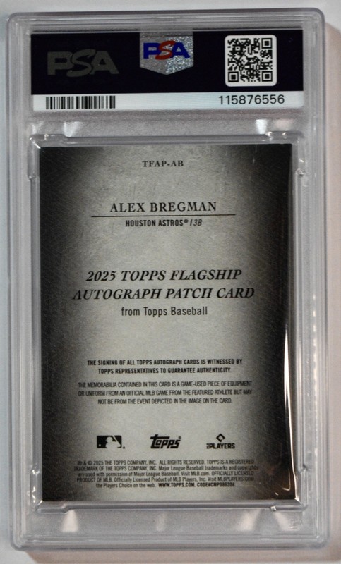 2025 Topps Flagship Autograph Patch Alex Bregman Bronze /25 Auto PSA 6 Auto 10 view 2