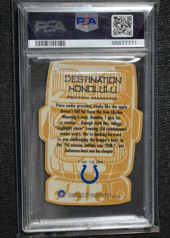 1998 Skybox E-X2001 Peyton Manning RC Rookie #1 Destination Honolulu PSA 6 SSP view 2
