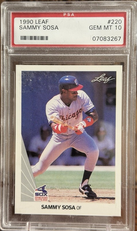 1990 Leaf #220 Sammy Sosa RC PSA 10 GEM MINT 609 Career Home Runs