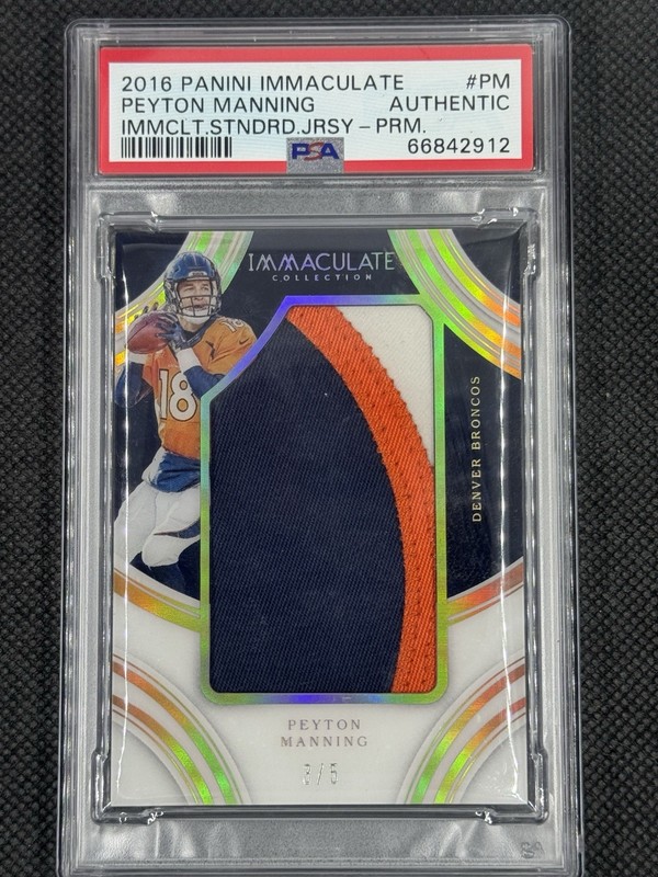 2016 Panini Immaculate Peyton Manning Game Worn /5 PSA Jumbo Patch