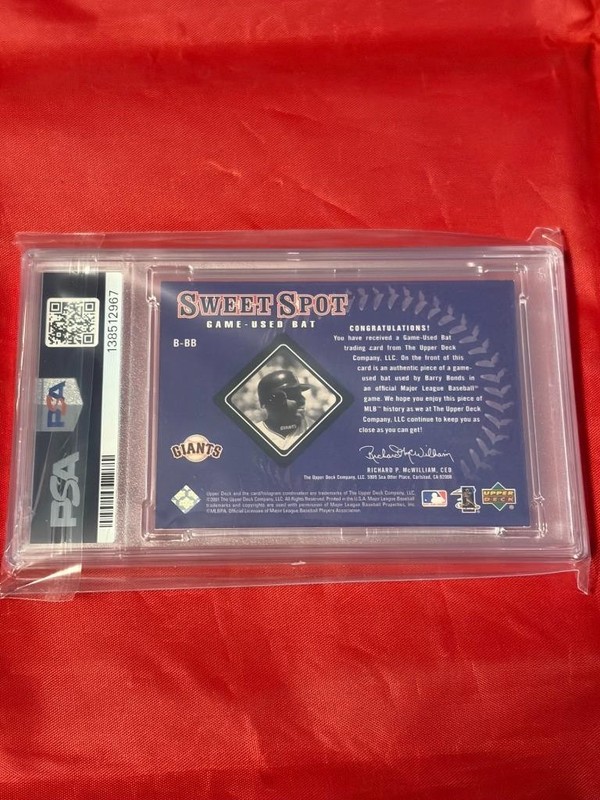 BARRY BONDS B-BB 2001 SWEET SPOT GAME USED BAT RELIC BASEBALL PSA 7 NM view 2