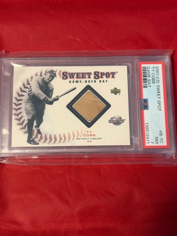 TY COBB B-TC 2001 SWEET SPOT GAME USED BAT RELIC BASEBALL PSA 7 NM