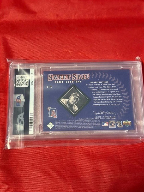 TY COBB B-TC 2001 SWEET SPOT GAME USED BAT RELIC BASEBALL PSA 7 NM view 2