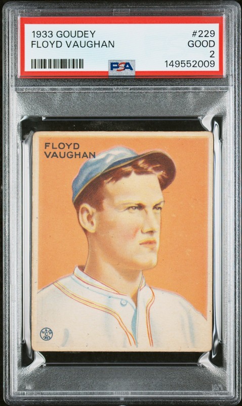 1933 GOUDEY #229 FLOYD VAUGHAN ROOKIE RC PSA 2
