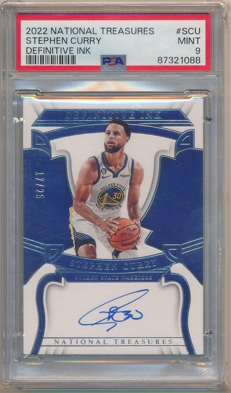 STEPHEN CURRY 2022/23 NATIONAL TREASURES AUTOGRAPH DEFINITIVE INK AUTO /25 PSA 9