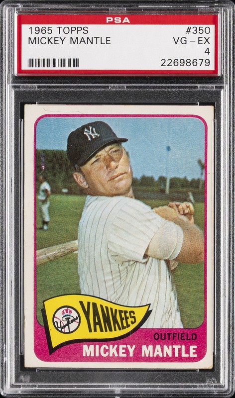 1965 TOPPS #350 MICKEY MANTLE PSA 4 view 1