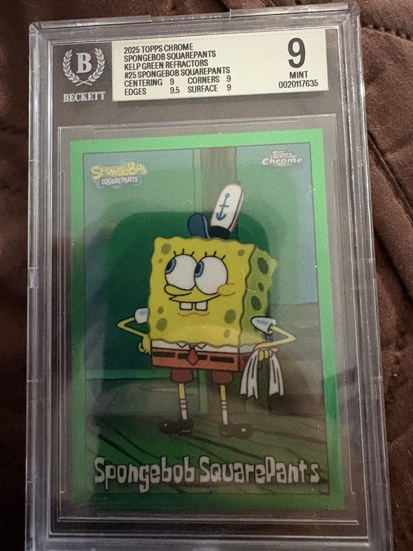 2025 Topps Chrome SpongeBob SquarePants Green Refractors #25 BGS 9
